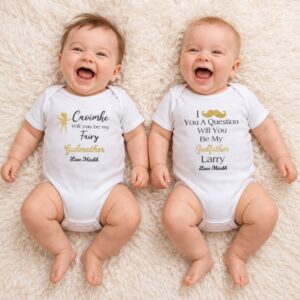 Baby Vest asking godmother to be babies godmother