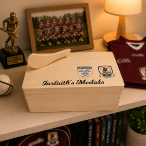 Personalised Hurling Medal Box with club crests